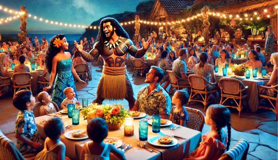unisciti a noi per una cena speciale immaginando di essere sotto le stelle del Pacifico, al ritmo delle avventure di "Oceania