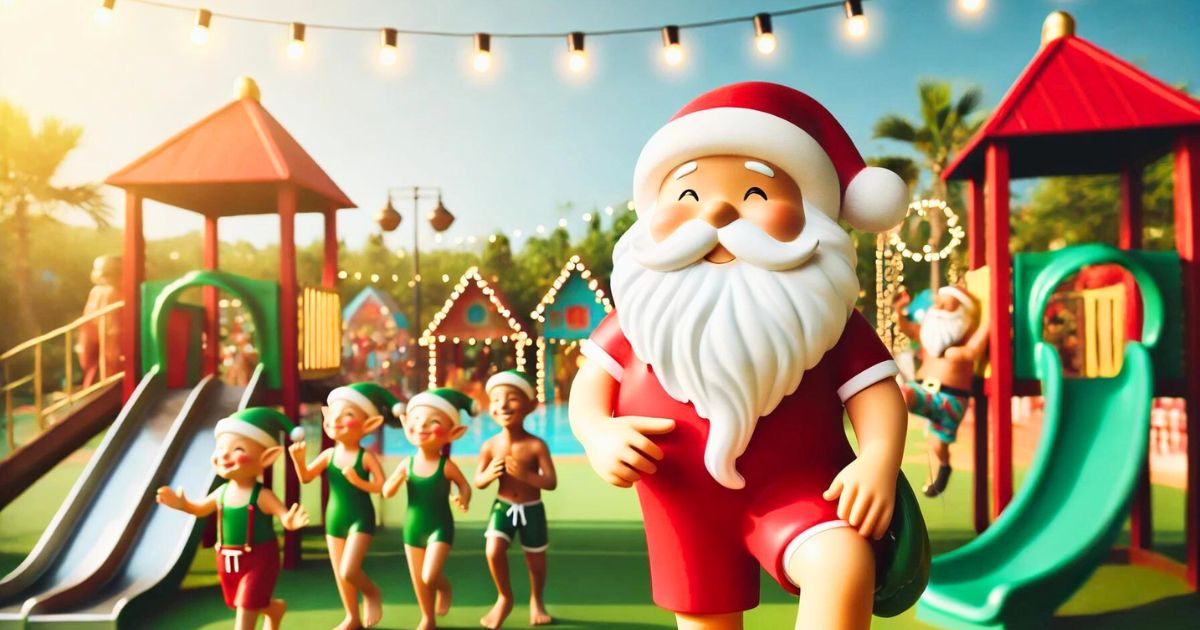 Natale Estivo con Babbo Natale e gli Elfi in Costume da Bagno il 15 Agosto