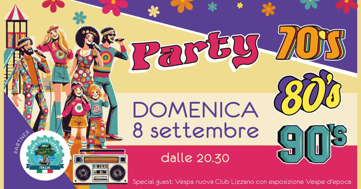 Vieni a fare un viaggio indietro nel tempo con il nostro Party Revival Anni, una serata ideale per grandi e piccini