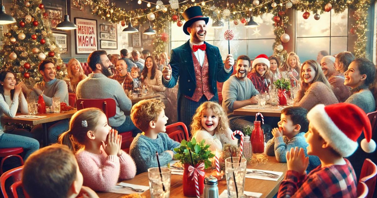 Vieni con i tuoi figli a pranzo da noi: Sabato c'è lo spettacolo di magia natalizia, animazione, pista di ghiaccio e villaggio di Natale